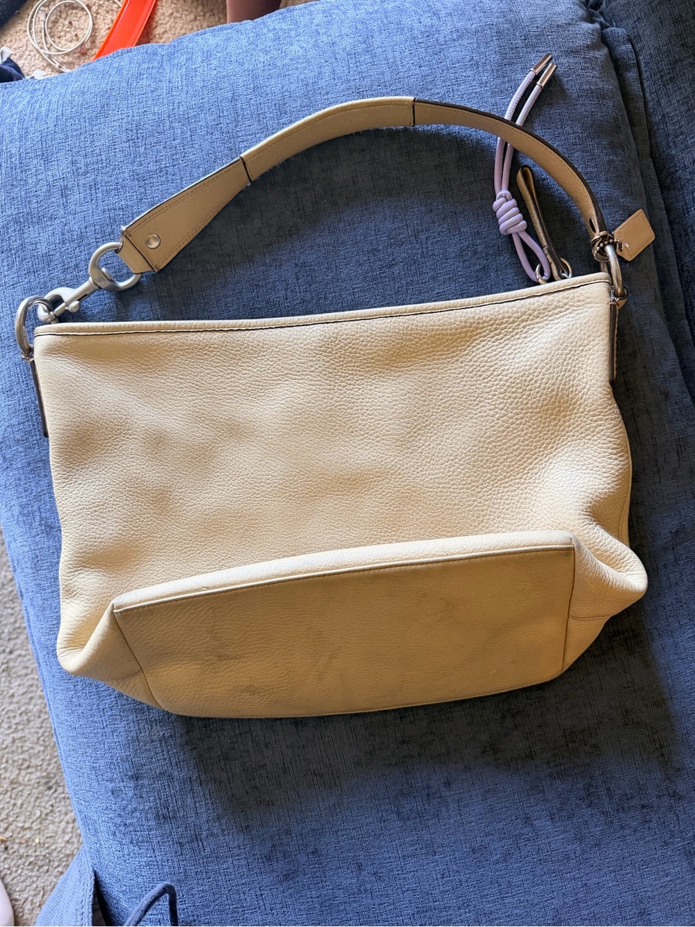 Coach Hampton F13084 Cream Pebbled Leather Carryall Bag